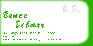 bence debnar business card